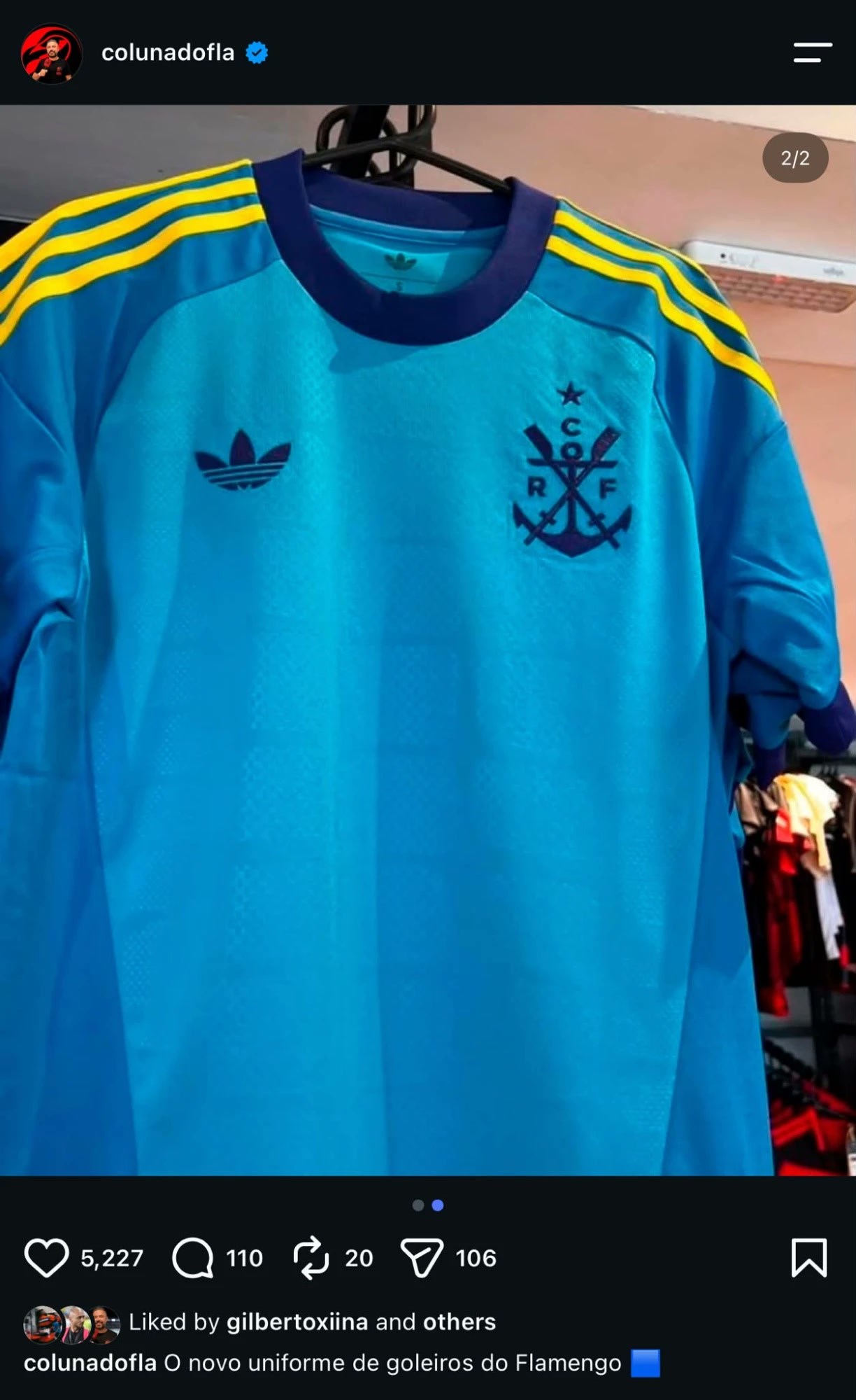 Nova camisa azul dos goleiros do Flamengo